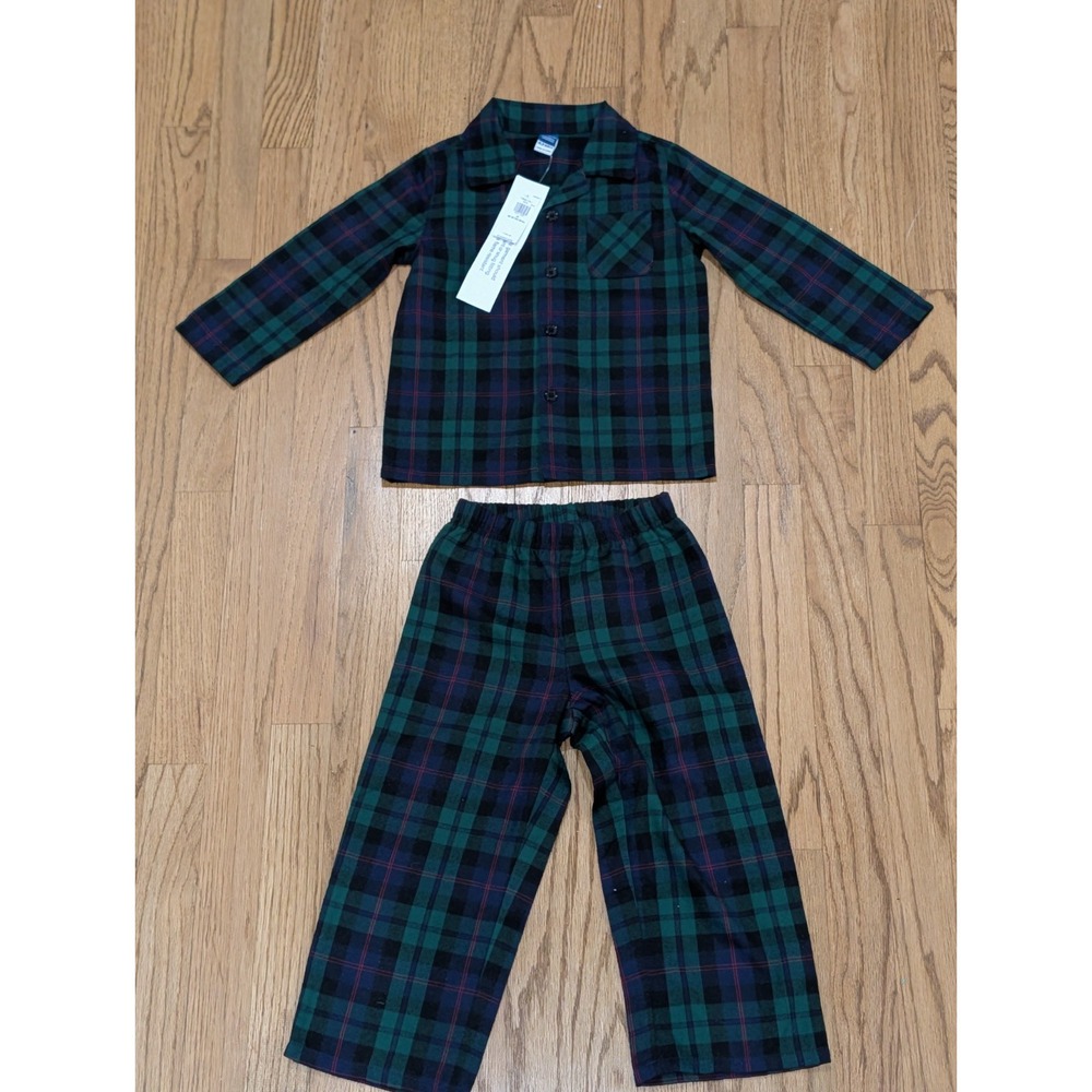 2-Piece Pajama Set Old Navy Toddler Boys 3T, Green Plaid New with Tags (NWT)